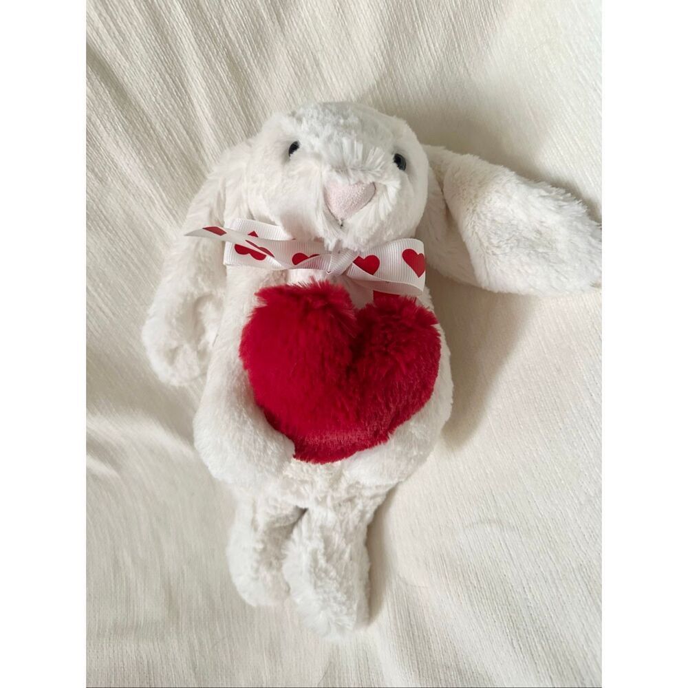 Snug white Valentine’s Day bunny with red heart - NWOTs